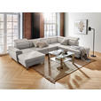 WOHNLANDSCHAFT inkl.Funktionen Ecru Webstoff  - Ecru/Silberfarben, Design, Textil/Metall (168/320/226cm) - Xora
