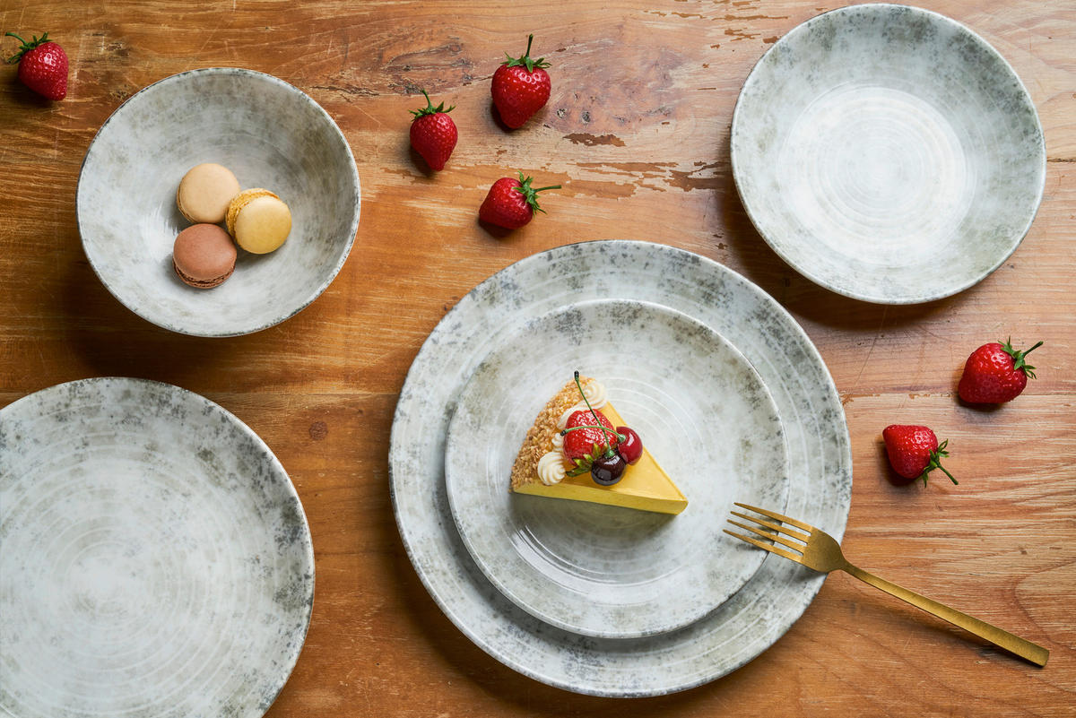 DESSERTTELLER Grün, Hellgrau, Weiß 6-teilig 21 cm Korfu  - Hellgrau/Weiß, Basics, Keramik (21cm) - Van Well