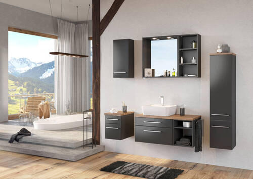 BADEZIMMER  in 90 cm  - Graphitfarben/Weiß, KONVENTIONELL, Keramik/Holzwerkstoff (90cm)