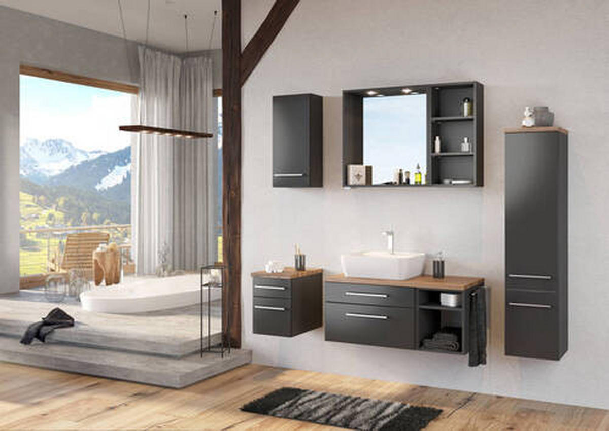 BADEZIMMER  in 90 cm  - Graphitfarben/Weiß, KONVENTIONELL, Keramik/Holzwerkstoff (90cm)