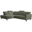 ECKSOFA in Webstoff Grün  216/302 cm  - Schwarz/Grün, Design, Holz/Textil (216/302cm) - Xora