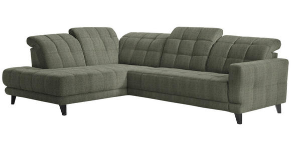 ECKSOFA in Webstoff Grün  216/302 cm  - Schwarz/Grün, Design, Holz/Textil (216/302cm) - Xora