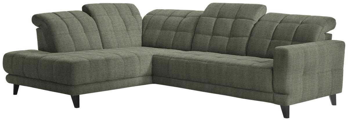 ECKSOFA in Webstoff Grün  216/302 cm  - Schwarz/Grün, Design, Holz/Textil (216/302cm) - Xora