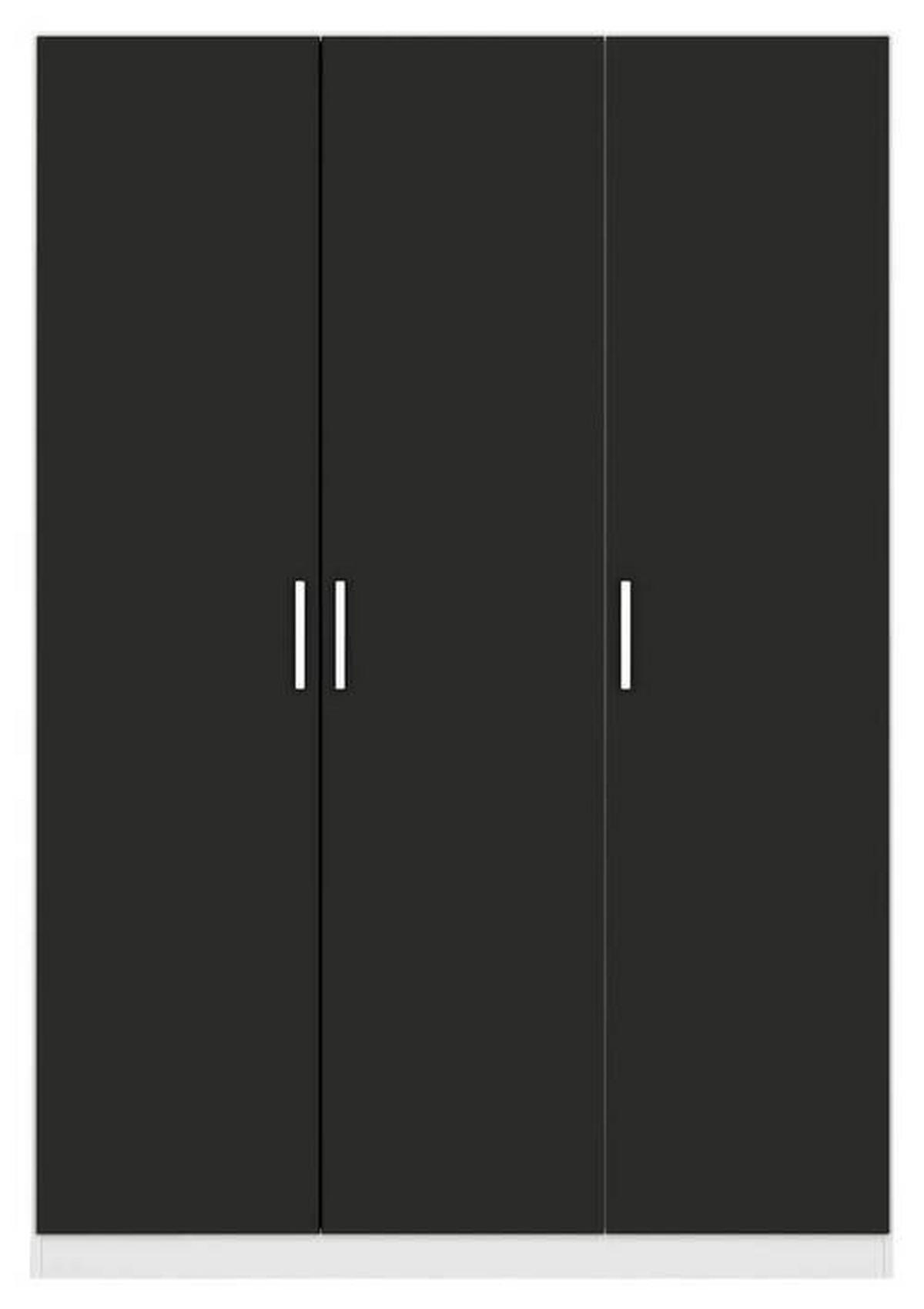 DREHTÜRENSCHRANK 136/210/54 cm 3-türig Weiß, Grau  - Chromfarben/Weiß, MODERN, Holzwerkstoff/Kunststoff (136/210/54cm) - Rauch Möbel
