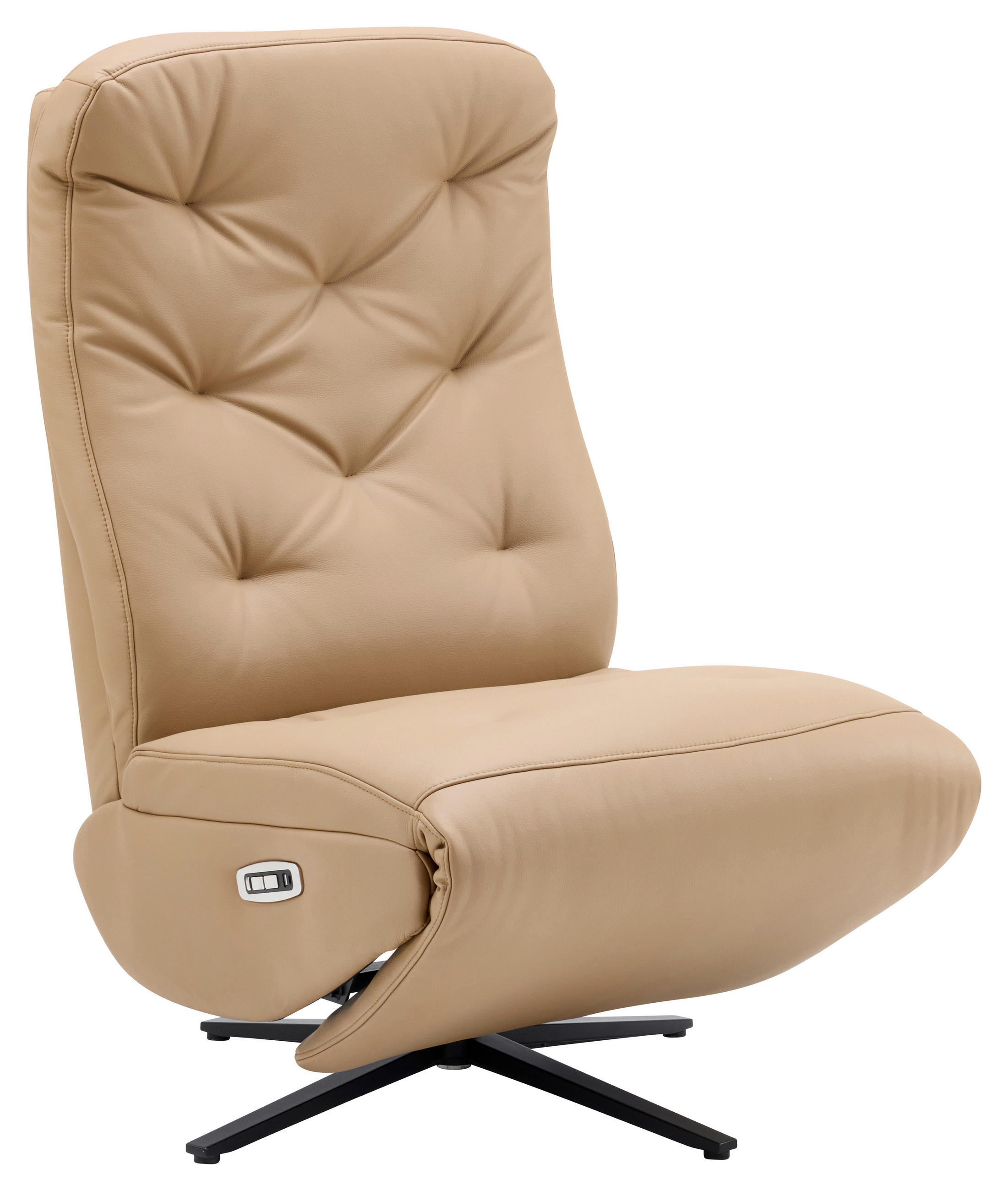 RELAXSESSEL Webstoff Relaxfunktion, Fußteilverstellung    - Beige/Schwarz, Design, Textil/Metall (68/113/84cm) - Livetastic