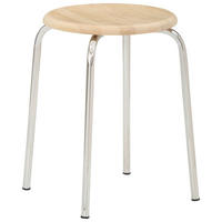 BÜROHOCKER Buchefarben, Chromfarben  - Chromfarben/Buchefarben, Basics, Holz/Metall (48/48/48cm) - MID.YOU