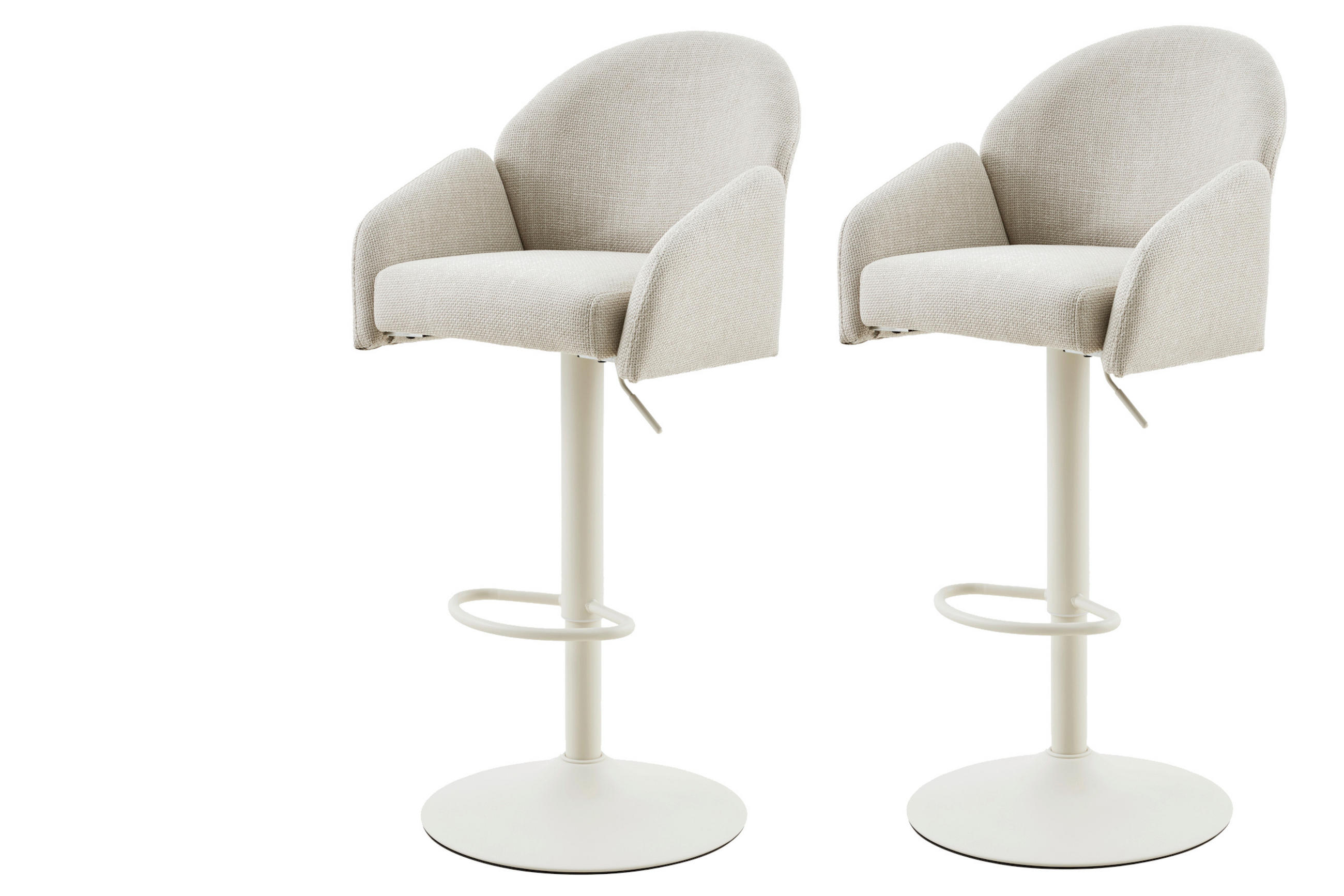 BARHOCKER-SET Webstoff Beige Stahl erweiterbar, Sitzfläche 360° drehbar  - Beige/Creme, MODERN, Textil/Metall (51,5/96-117/53cm) - MID.YOU