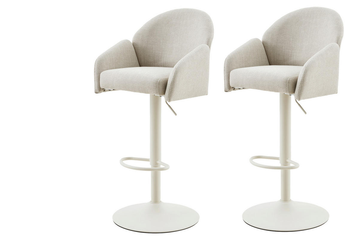 BARHOCKER-SET Webstoff Beige Stahl erweiterbar, Sitzfläche 360° drehbar  - Beige/Creme, MODERN, Textil/Metall (51,5/96-117/53cm) - MID.YOU