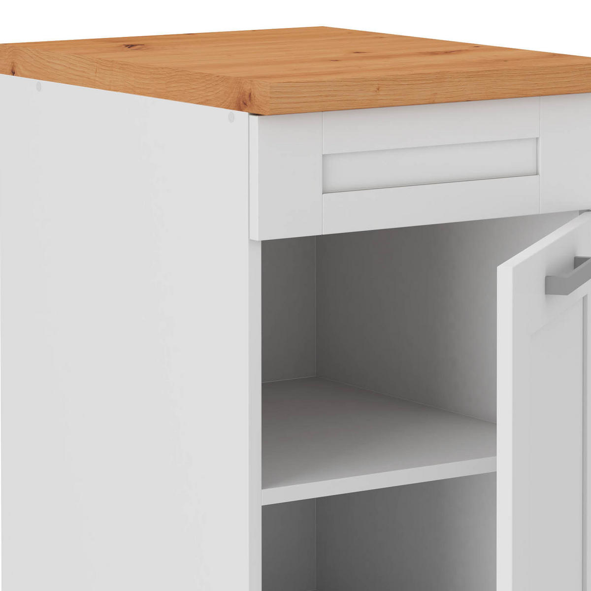 SPÜLENUNTERSCHRANK  in Weiß  - Silberfarben/Weiß, ROMANTIK / LANDHAUS, Holzwerkstoff/Metall (50/86cm) - MID.YOU
