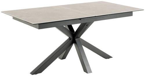 ESSTISCH Grau rechteckig ausziehbar - Schwarz/Grau, Trend, Keramik/Metall (168-210/90/76cm) - MID.YOU