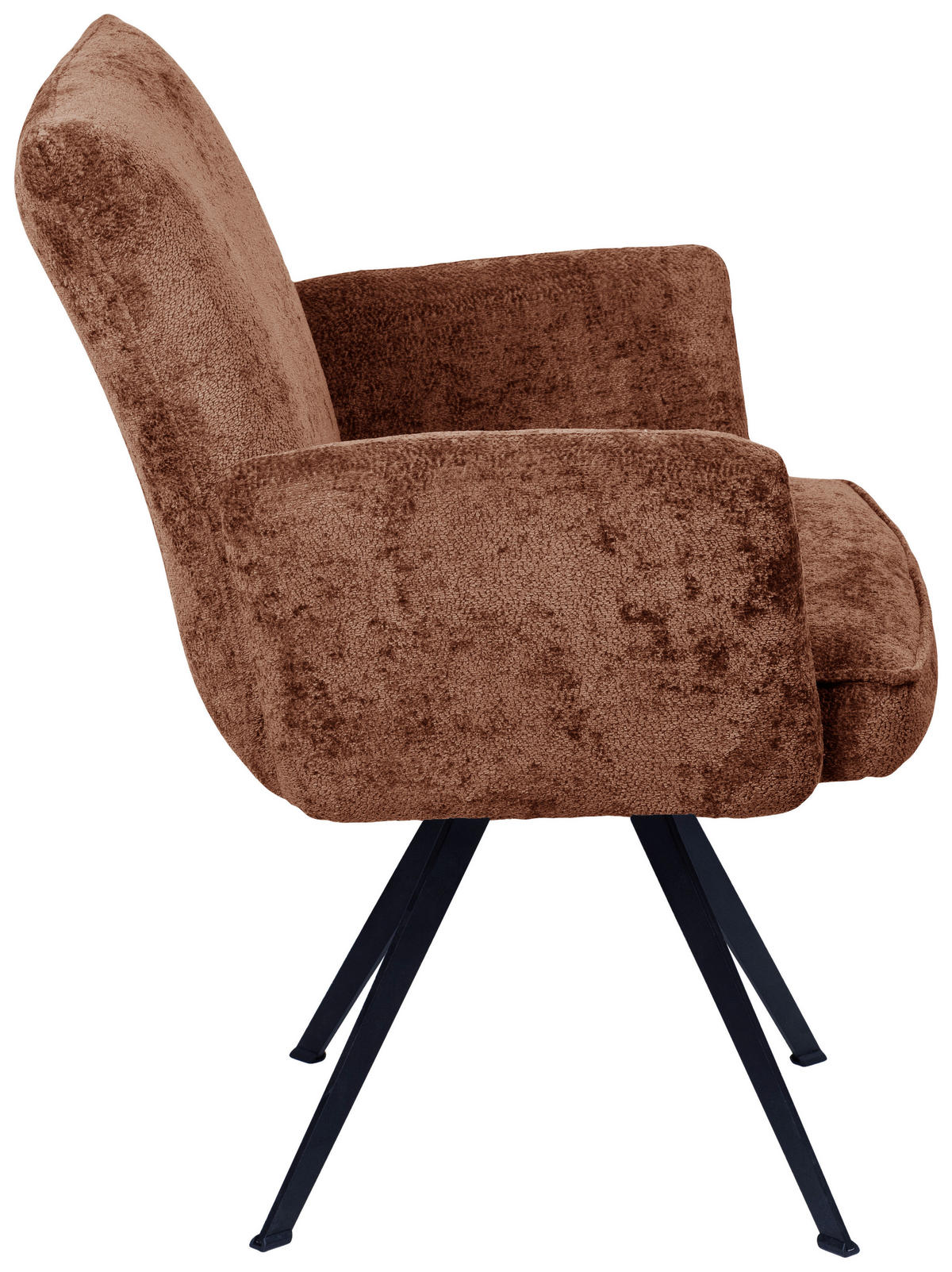 ARMLEHNSTUHL  in Eisen Teddystoff  - Terracotta/Schwarz, Design, Textil/Metall (64/87/71cm) - Welnova