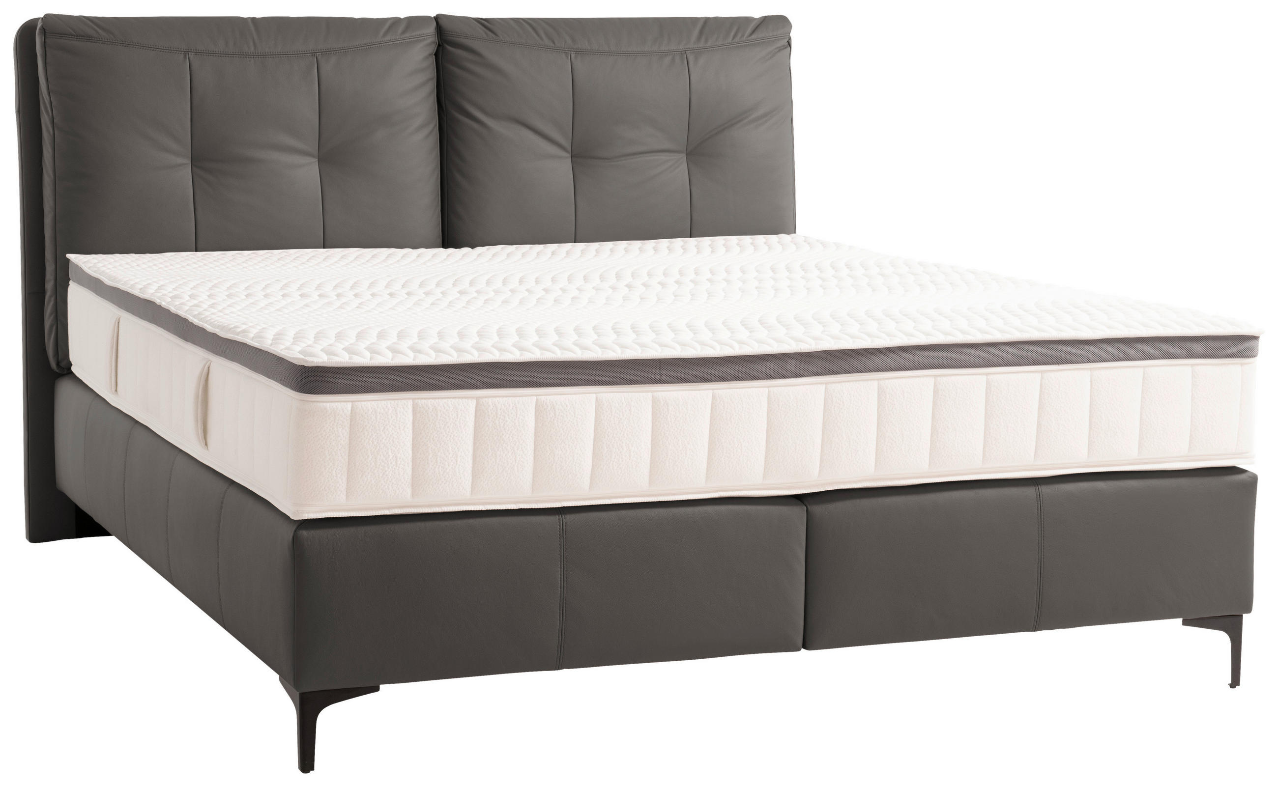 BOXSPRINGBETT 180/200 cm  in Schwarz  - Schwarz, Design, Leder/Holz (180/200cm) - Novel