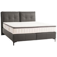 BOXSPRINGBETT 180/200 cm  in Schwarz  - Schwarz, Design, Leder/Holz (180/200cm) - Novel