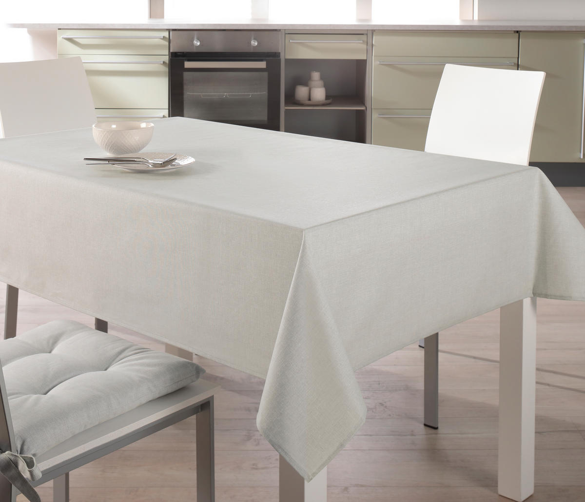 TISCHDECKE OSLO Textil Hellgrau 130/160 cm  - Hellgrau, Basics, Textil (130/160cm) - Peyer Syntex