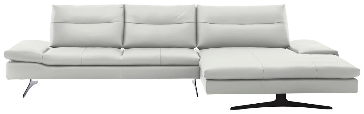 ECKSOFA in Echtleder Creme  342/158 cm  - Creme/Schwarz, MODERN, Leder/Metall (342/158cm) - Chilliano