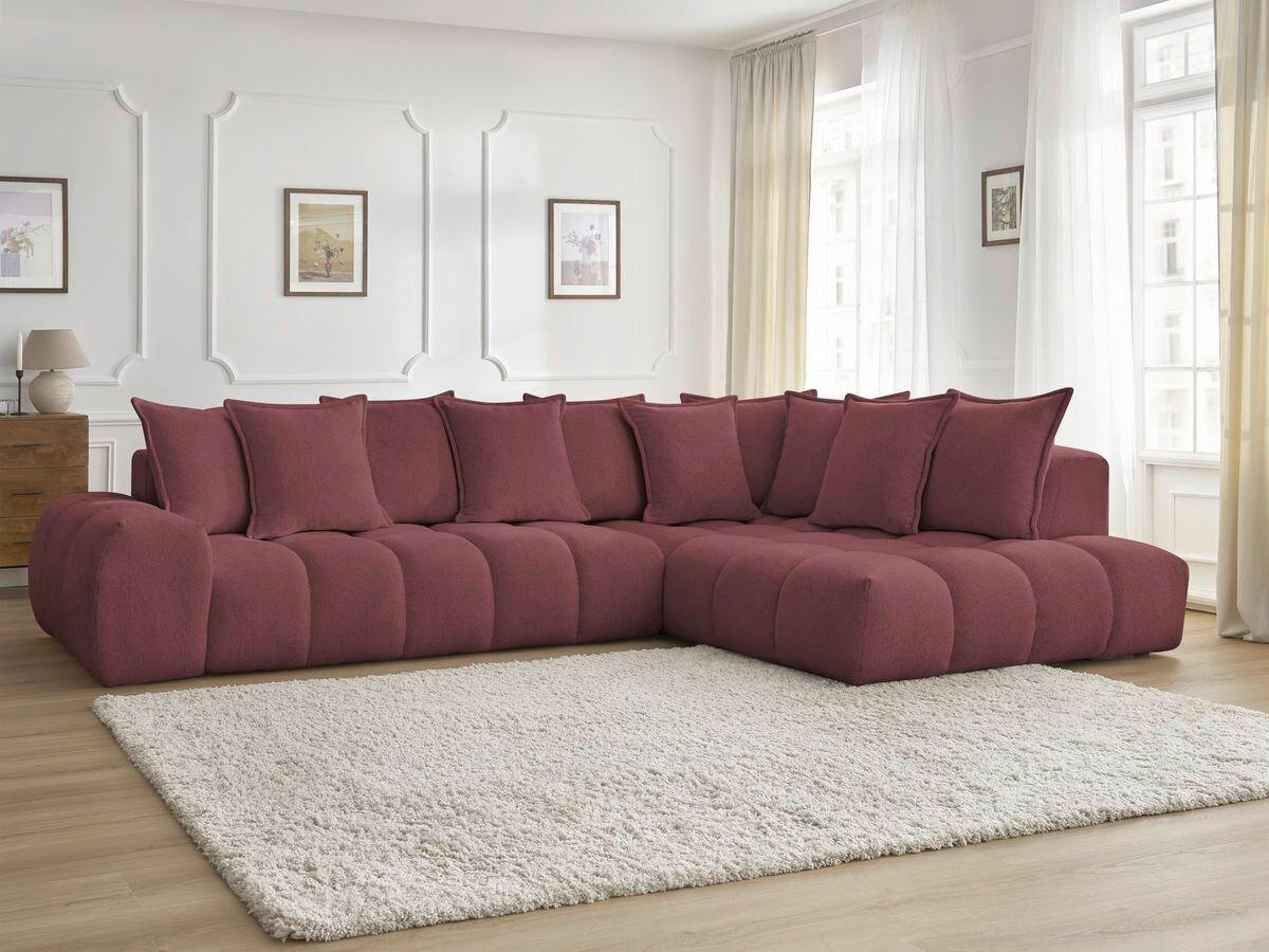 ECKSOFA Ottomane rechts  EVEREST Rot Flachgewebe  - Rot/Schwarz, MODERN, Kunststoff/Textil (352/210cm) - Livetastic