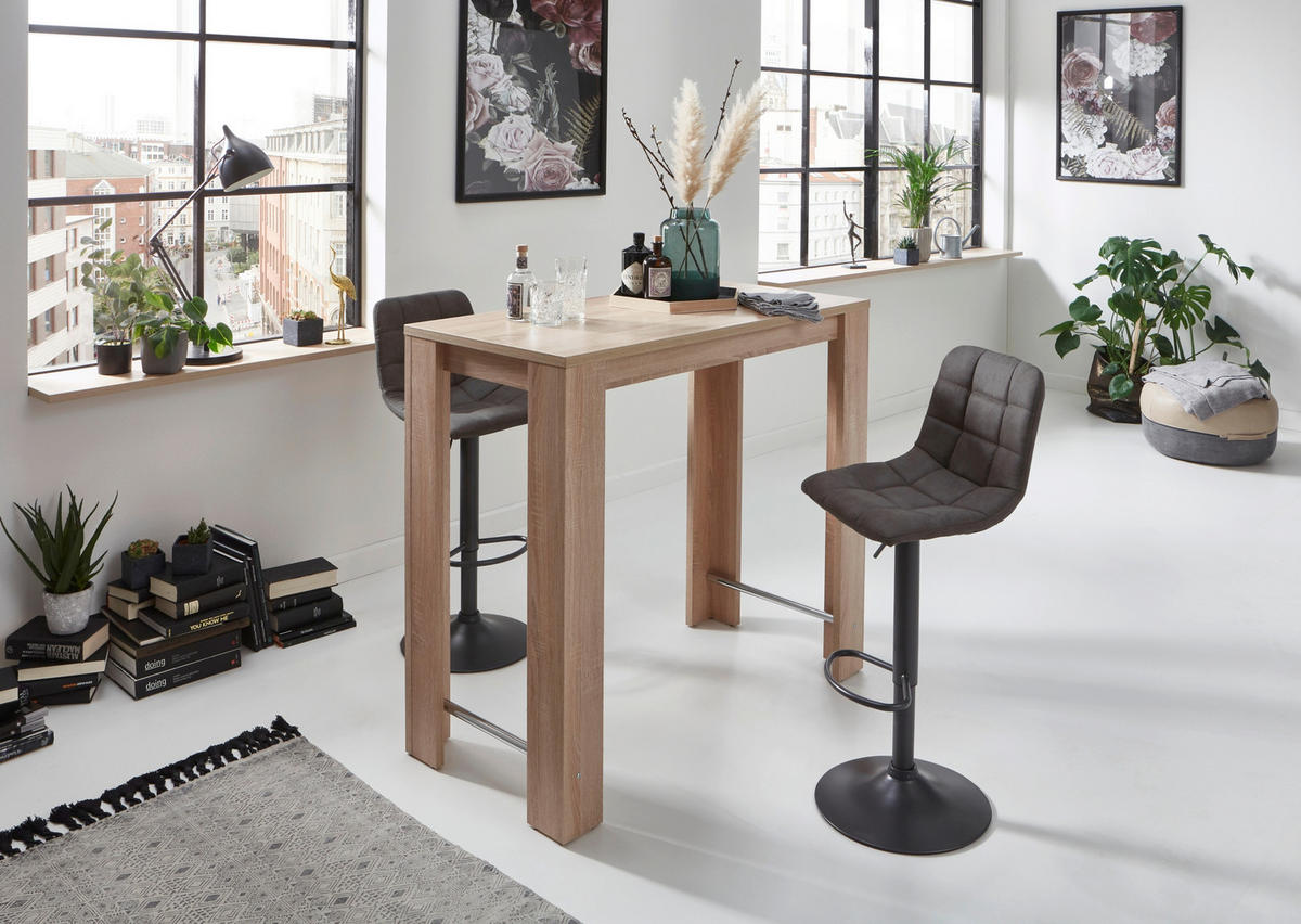 BARHOCKER Mikrofaser Anthrazit Stahl Typenauswahl, Sitzfläche 360° drehbar, abwischbar  - Anthrazit/Grau, MODERN, Textil/Metall (43/91-113/44cm) - MID.YOU