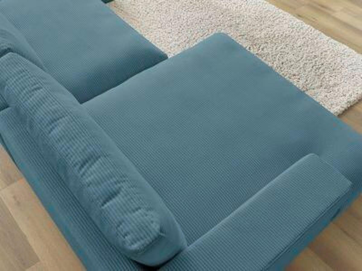 WOHNLANDSCHAFT LEONARD Hellblau Cord  - Schwarz/Hellblau, MODERN, Kunststoff/Textil (159/404/159cm)