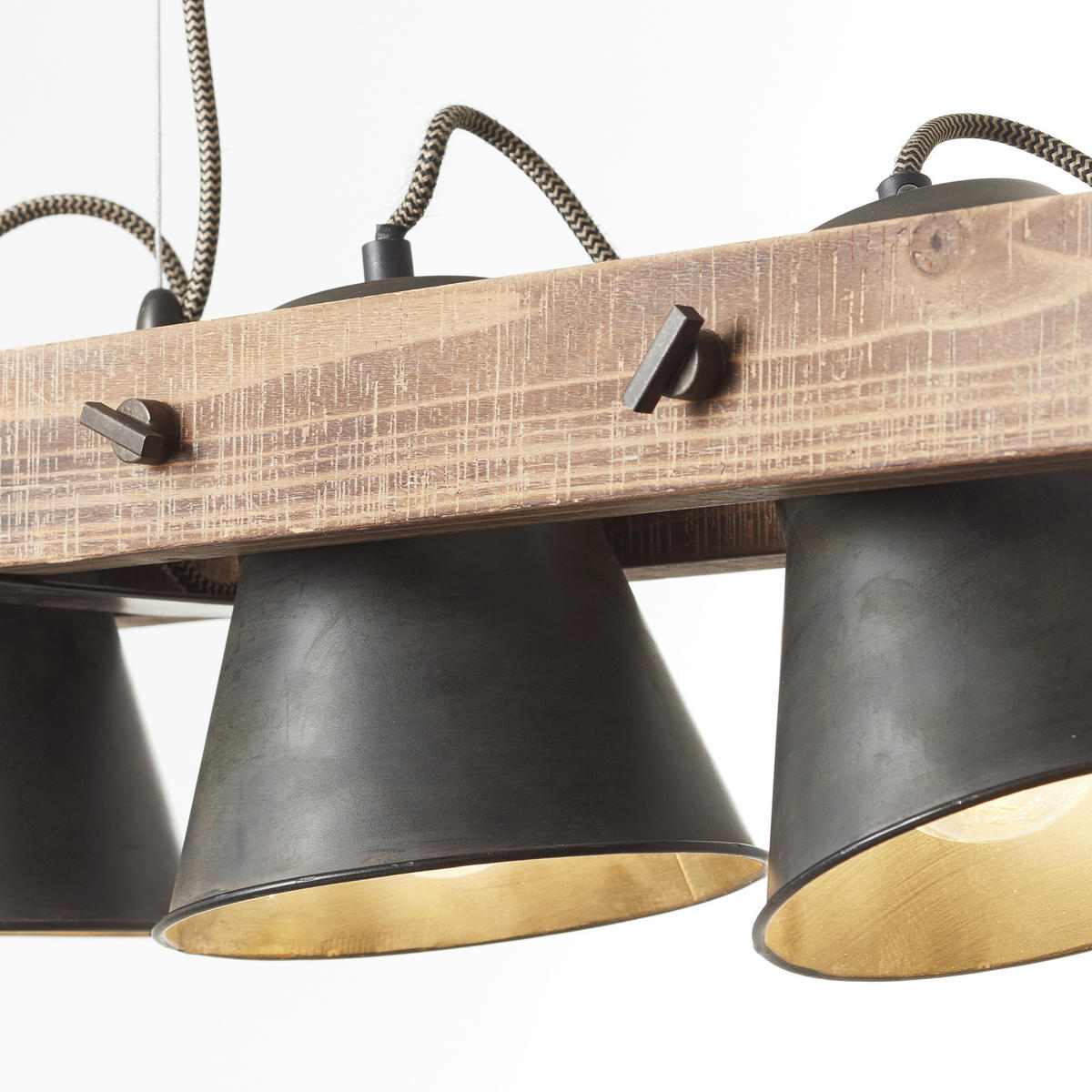 Hängeleuchte  70/115 cm   - Schwarz, Design, Holz/Metall (70/115cm) - Brilliant