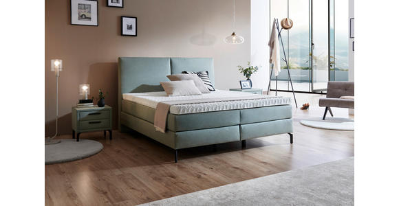 BOXSPRINGBETT 180/200 cm in Jadegrün - Jadegrün/Schwarz, KONVENTIONELL, Textil/Metall (180/200cm) - Dieter Knoll