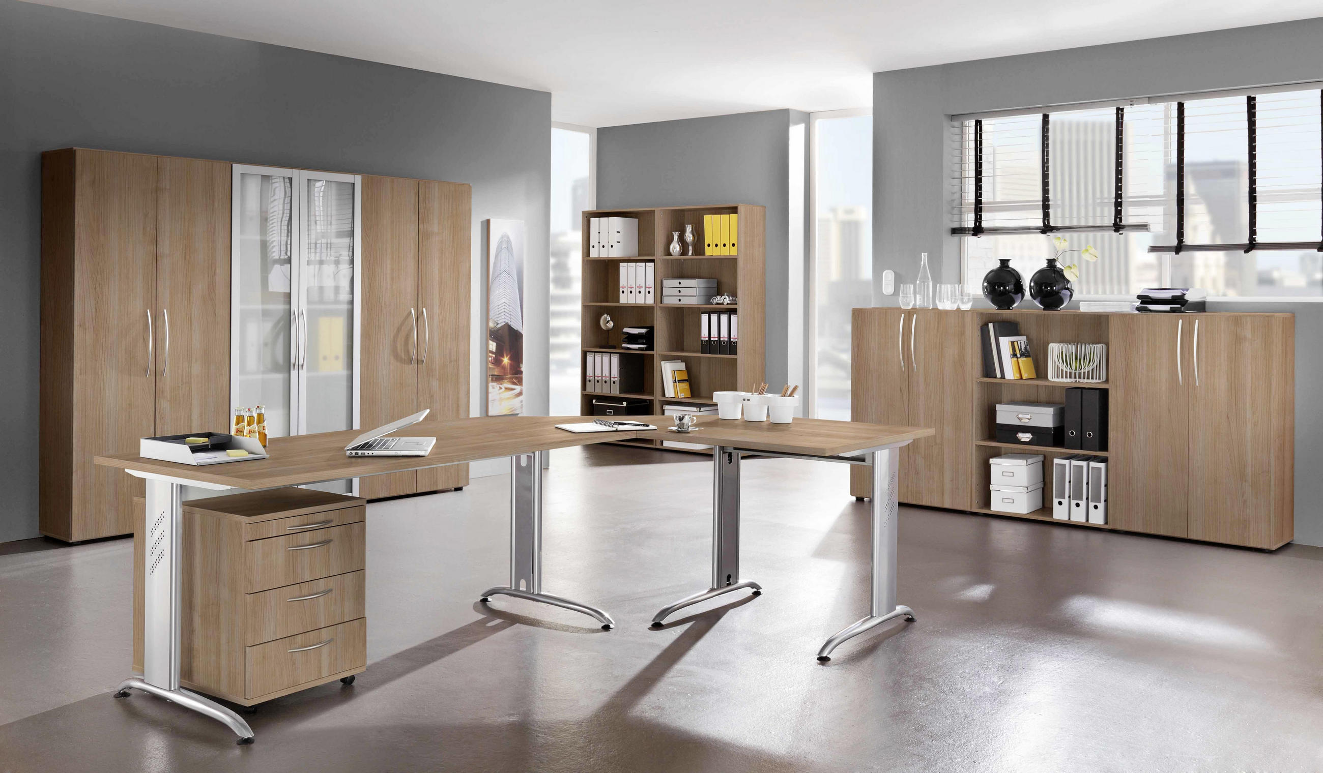 SCHREIBTISCH 160/80/72 cm  in Nussbaumfarben  - Silberfarben/Nussbaumfarben, KONVENTIONELL, Holzwerkstoff/Metall (160/80/72cm) - Venda