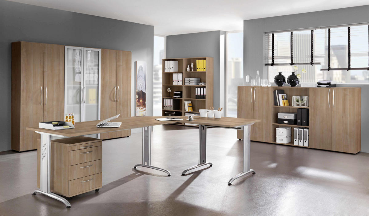 SCHREIBTISCH 160/80/72 cm  in Nussbaumfarben  - Silberfarben/Nussbaumfarben, KONVENTIONELL, Holzwerkstoff/Metall (160/80/72cm) - Venda