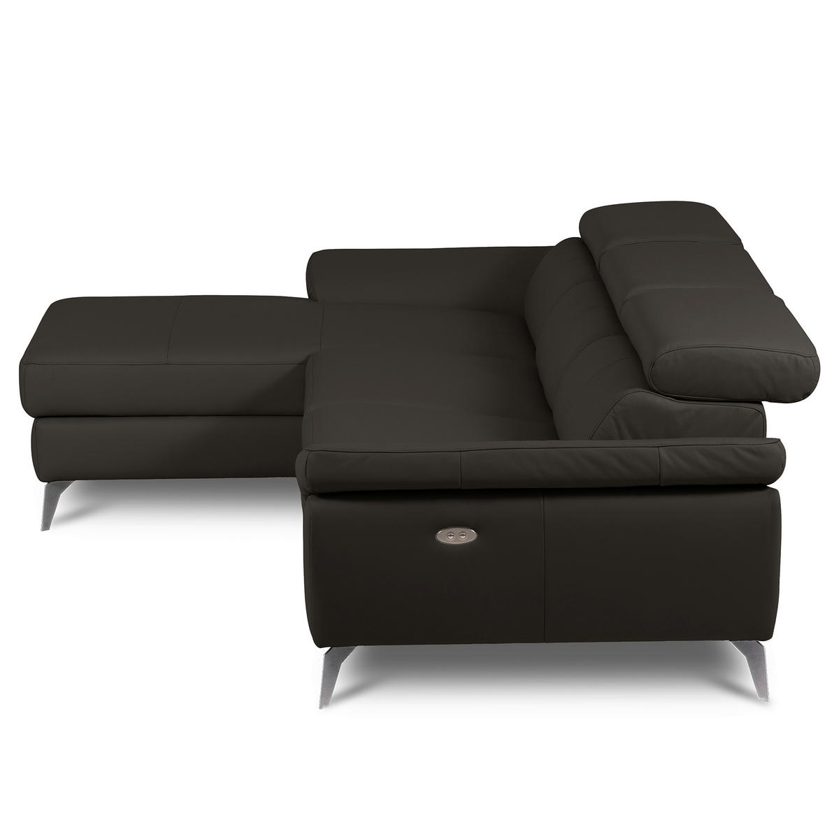 ECKSOFA  in Lederlook Echtleder Dunkelbraun  179/252 cm  - Chromfarben/Dunkelbraun, Design, Leder/Textil (179/252cm) - Livetastic