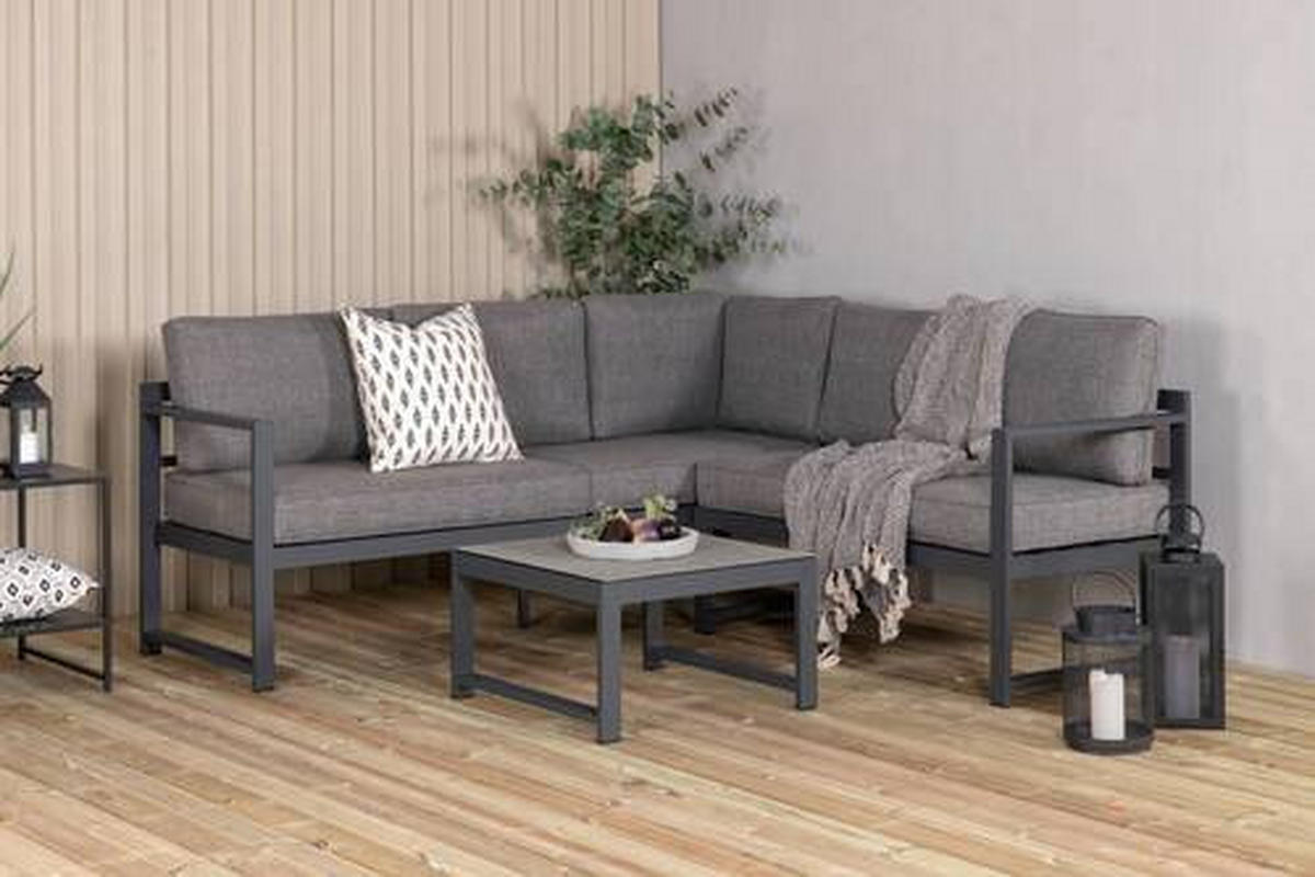 LOUNGEGRUPP aluminium  - svart/grå, Basics, metall/textil (152/152/76cm)