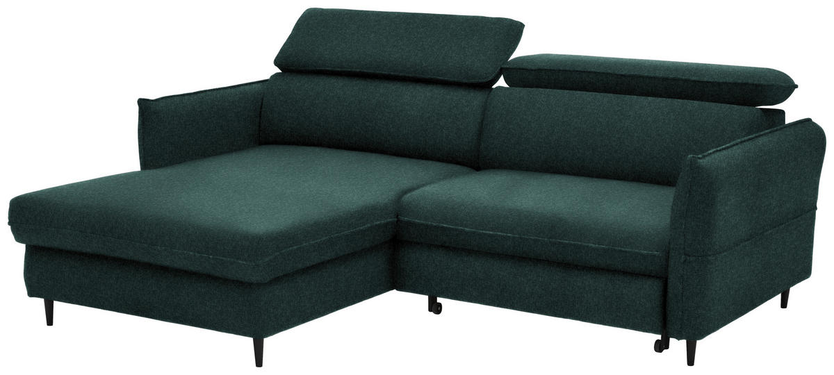 ECKSOFA in Samt Dunkelgrün  - Dunkelgrün/Schwarz, Design, Holz/Textil (185/232cm) - Stylife