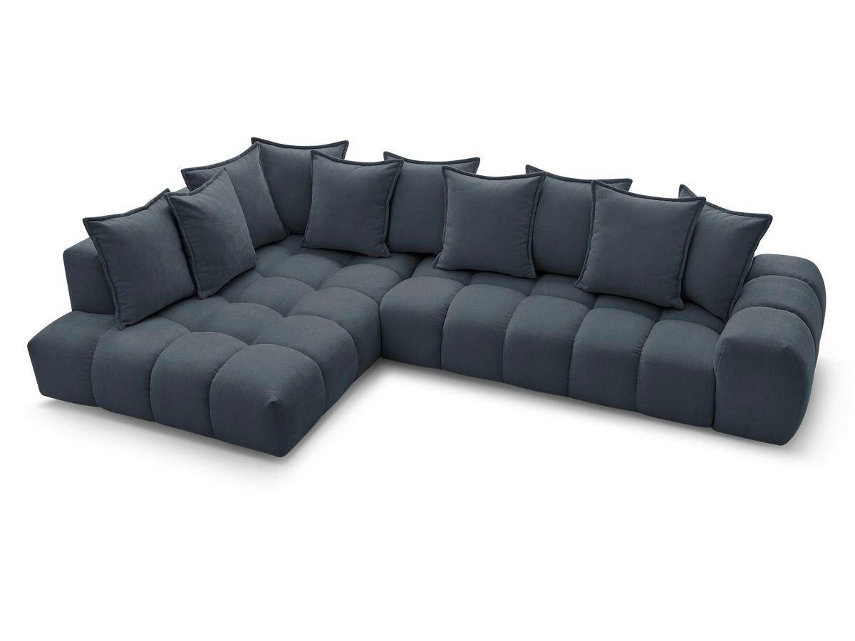 ECKSOFA Ottomane links  EVEREST Dunkelblau Struktur  - Schwarz/Dunkelblau, MODERN, Kunststoff/Textil (352/210cm)