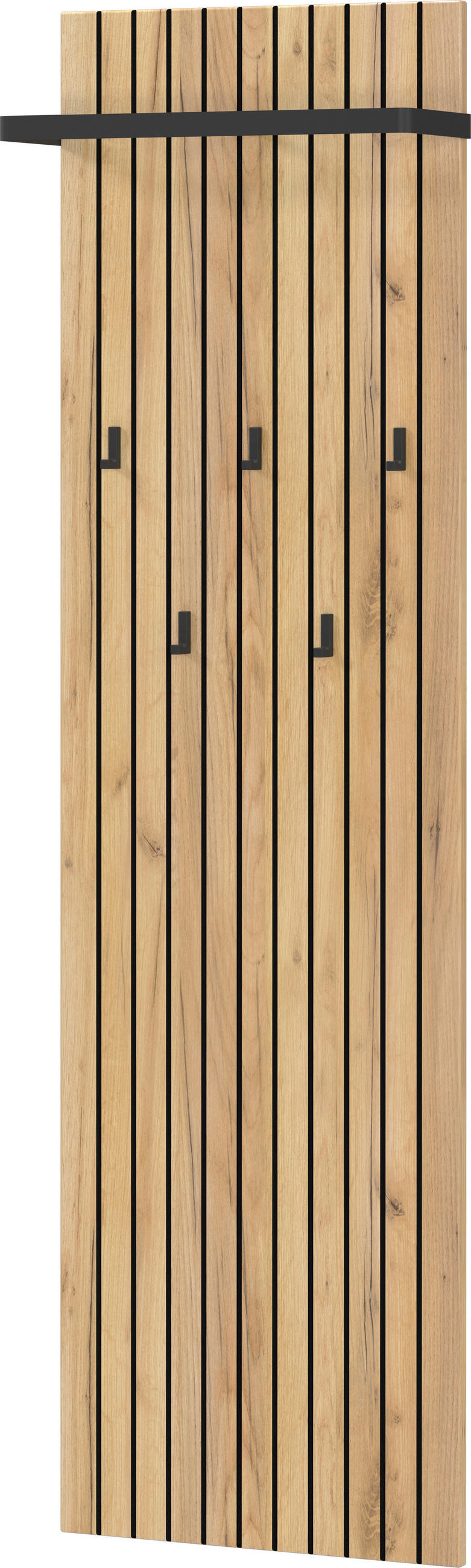 GARDEROBENPANEEL  in 46/160/18 cm  - Eichefarben/Schwarz, Design, Holzwerkstoff (46/160/18cm)