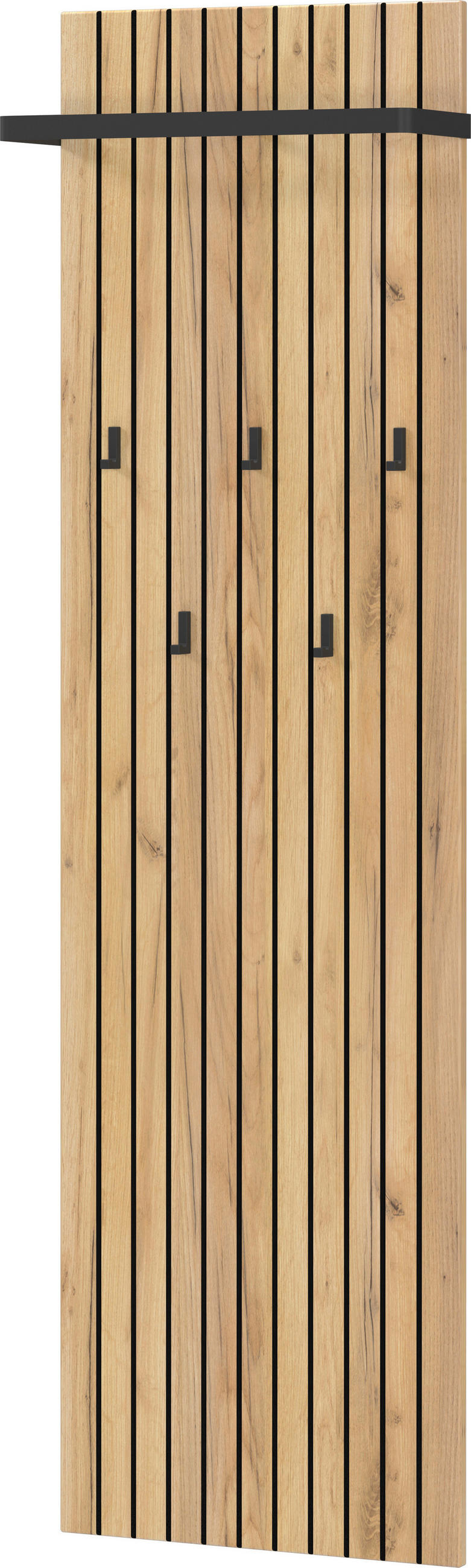 XXXLutz Garderobenpaneel Gw-Libbiano Plus Schwarz, Eiche 46x160x18 cm