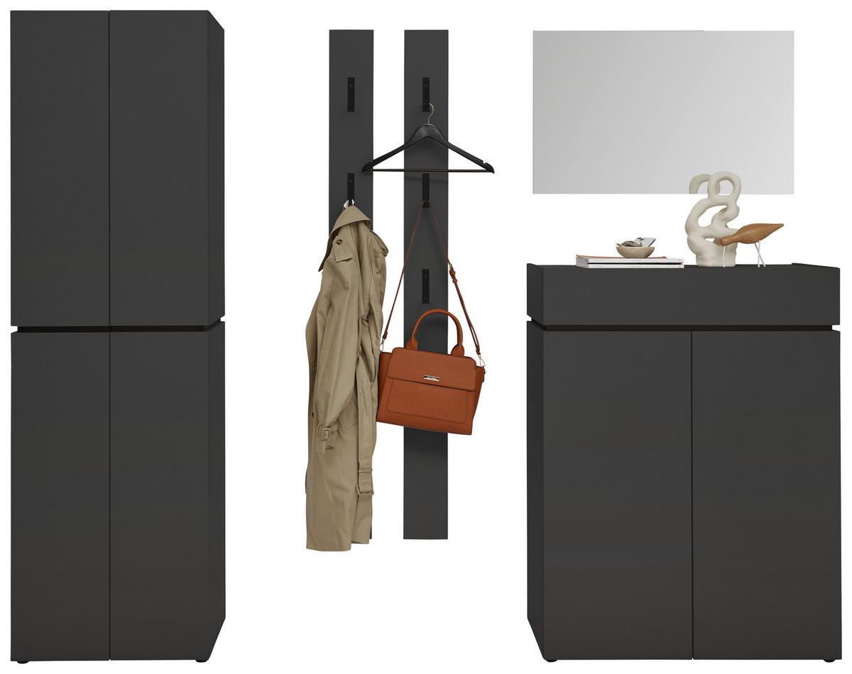 GARDEROBE 5-teilig  in 300/199/40 cm  - Graphitfarben, Design, Holzwerkstoff (300/199/40cm) - Voleo