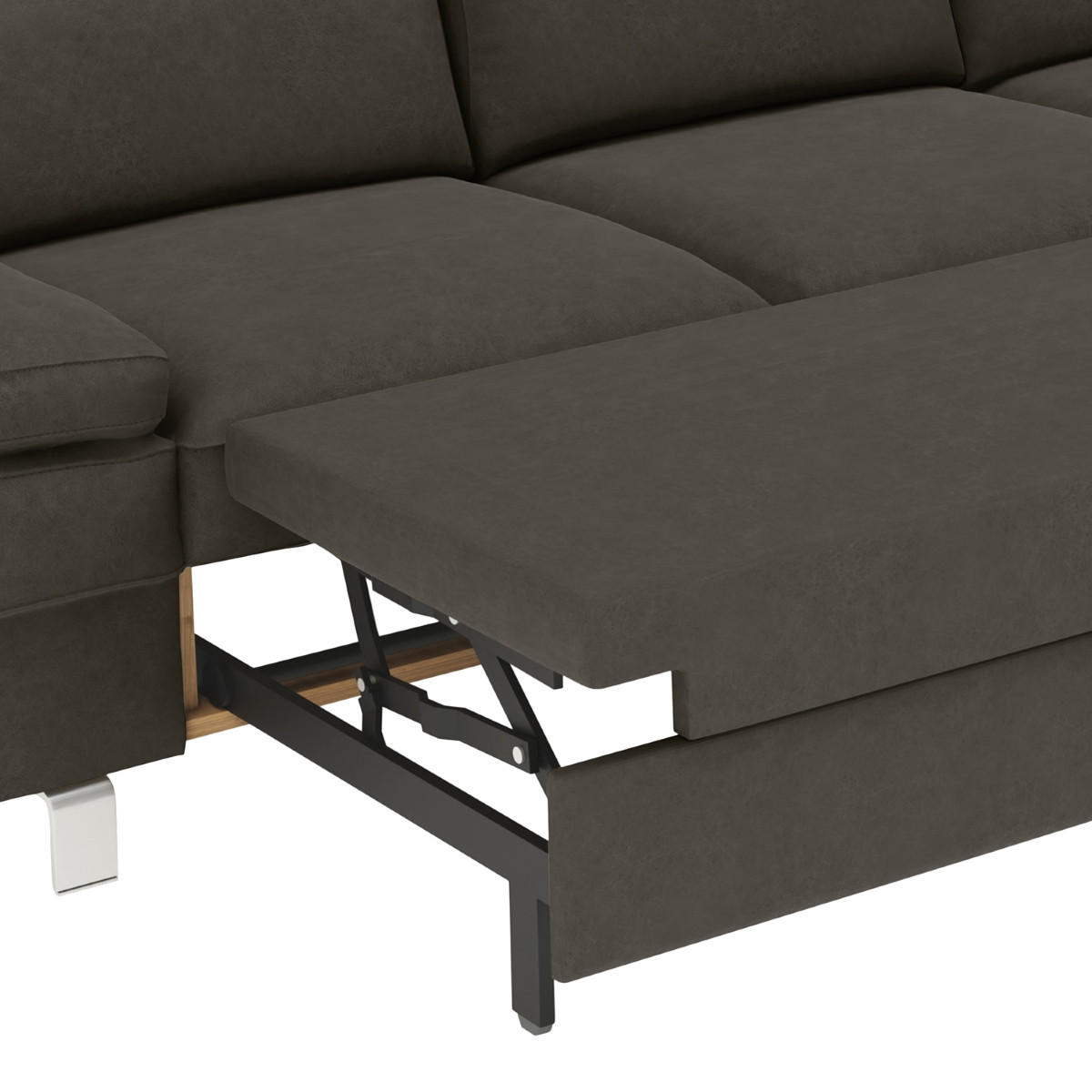 ECKSOFA in Mikrofaser Anthrazit  - Anthrazit/Silberfarben, Konventionell, Textil/Metall (182/82/260cm) - Trendmanufaktur