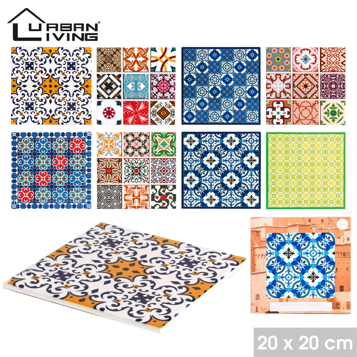 PODMETAČ ZA LONAC  - višebojno, Basics, keramika (20/20cm)