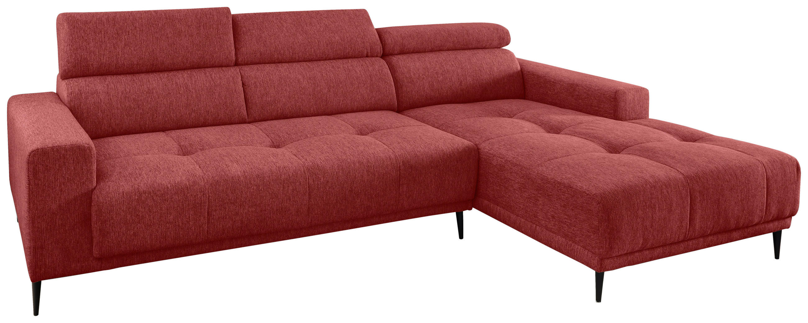 ECKSOFA Rot Chenille  - Rot/Schwarz, KONVENTIONELL, Textil/Metall (276/188cm) - Livetastic