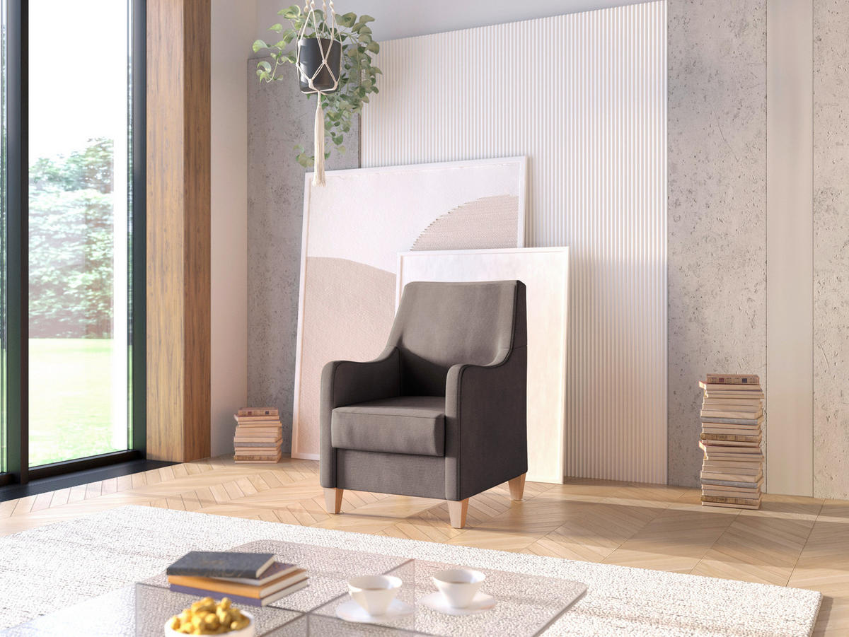 SESSEL Flachgewebe Dunkelbraun  - Eichefarben/Dunkelbraun, Konventionell, Holz/Textil (70/93/75cm) - Sit & More