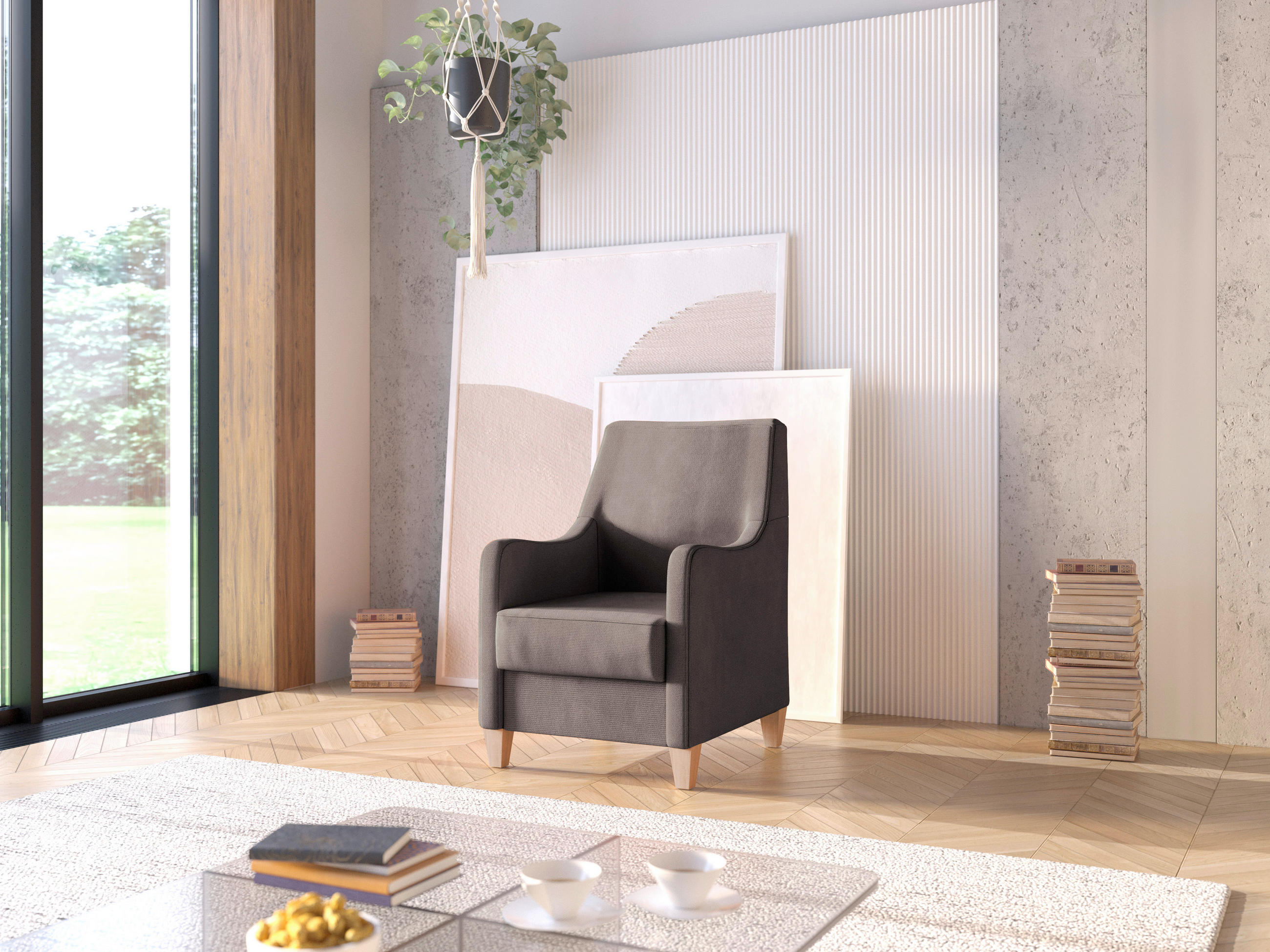 Sit & More KŘESLO, textil, tmavě hnědá