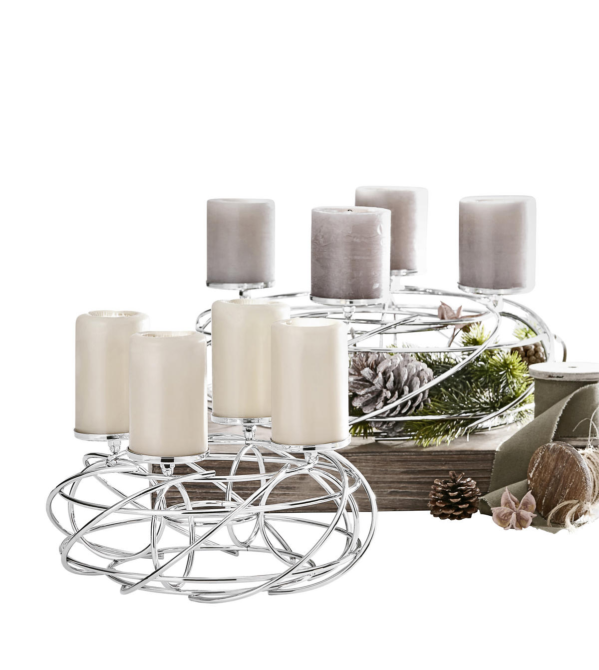 ADVENTSKRANZ Lifestyle  - Chromfarben, MODERN, Metall (35cm) - Justinus
