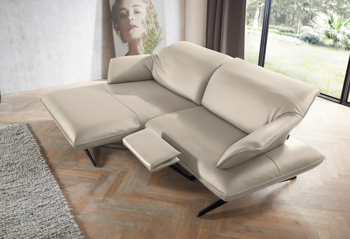 ECKSOFA in Echtleder Cappuccino  - Beige/Schwarz, Design, Leder/Metall (169/252cm) - Koinor