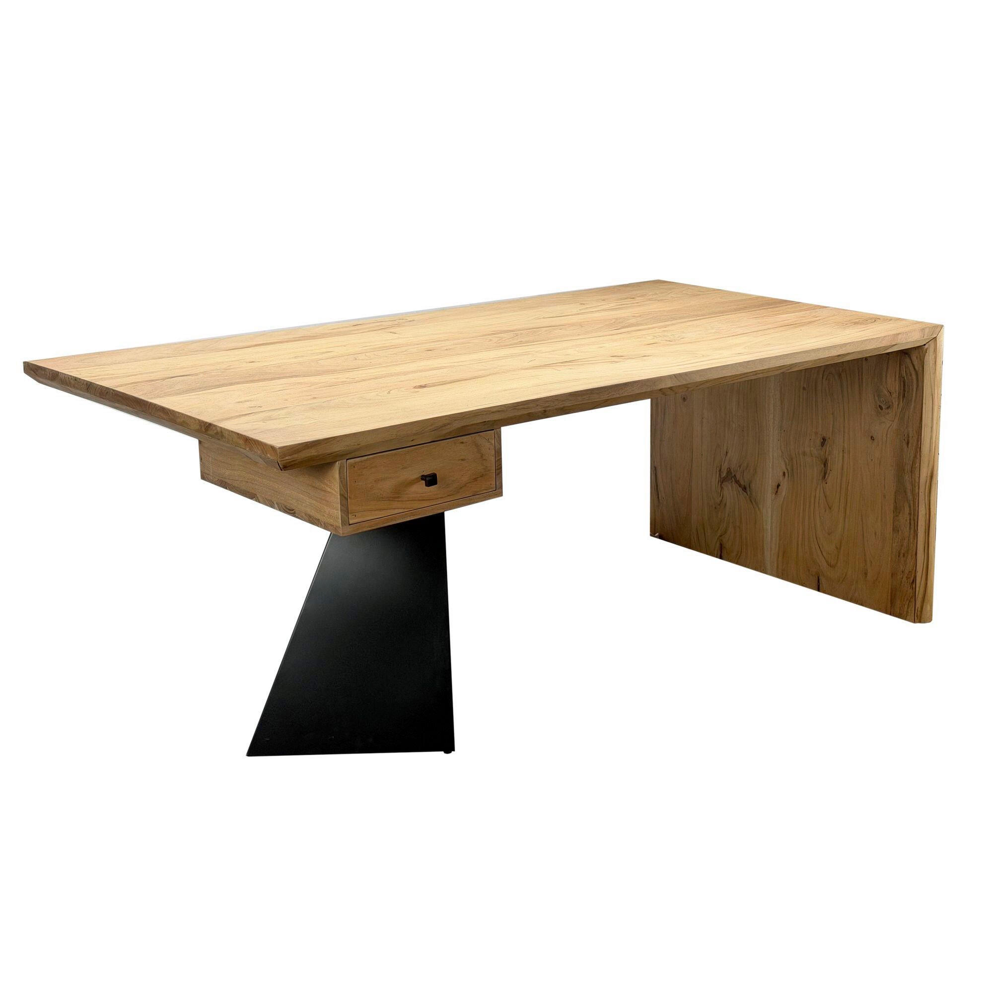 PISALNA MIZA les barve akacije  - črna/barve akacije, Design, kovina/les (180/77/90cm) - Livetastic