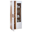 VITRINE in Weiß, Eichefarben  - Chromfarben/Eichefarben, KONVENTIONELL, Glas/Holz (75/202/37cm) - Hom`in