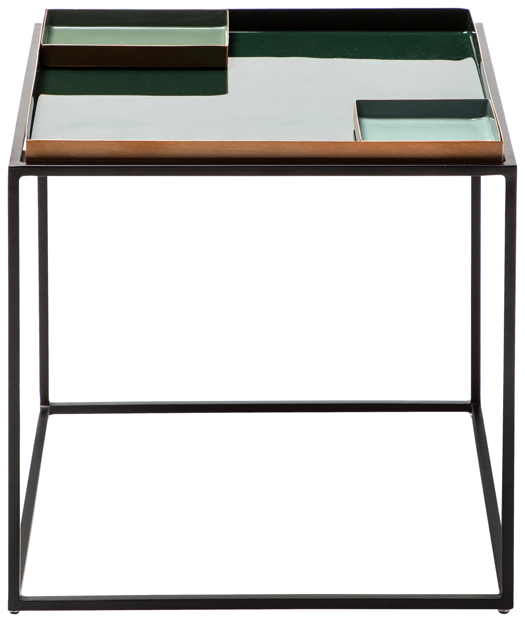 BEISTELLTISCH 40/40/40 cm Dunkelgrün, Hellgrün quadratisch  - Dunkelgrün/Schwarz, Design, Metall (40/40/40cm) - Kayoom
