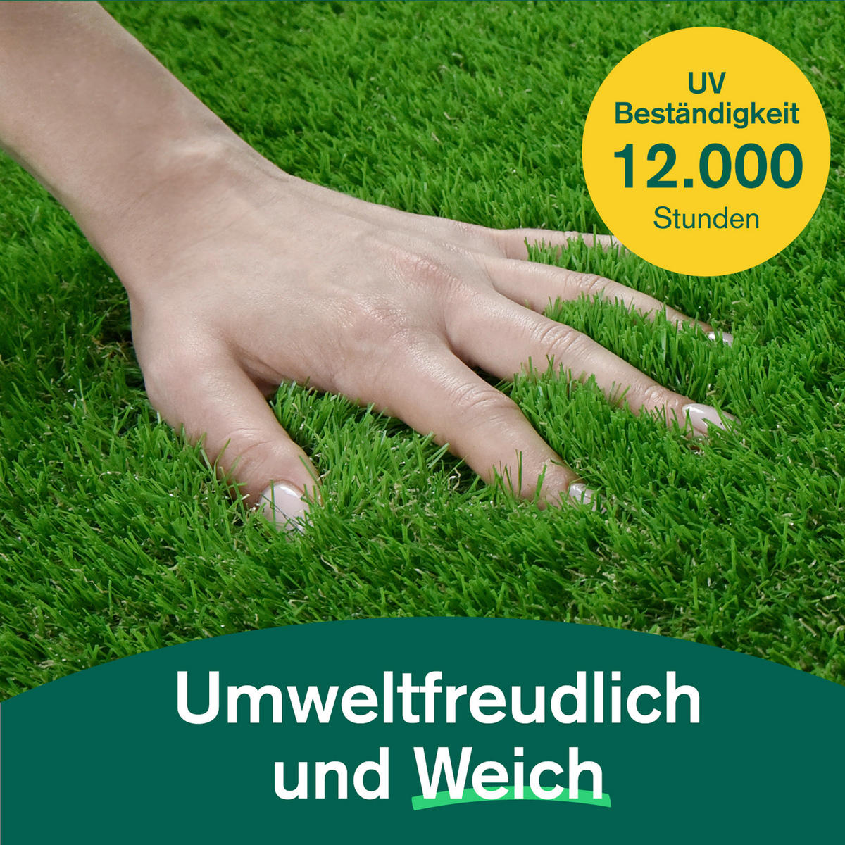 RASENTEPPICH 50 mm Kunststoff  - Grün, Basics, Kunststoff (100/250cm) - Floordirekt