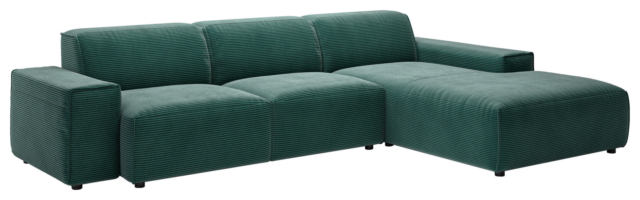 ECKSOFA in Cord Dunkelgrün  - Dunkelgrün/Schwarz, Design, Kunststoff/Textil (300/189cm) - Pure Home Lifestyle