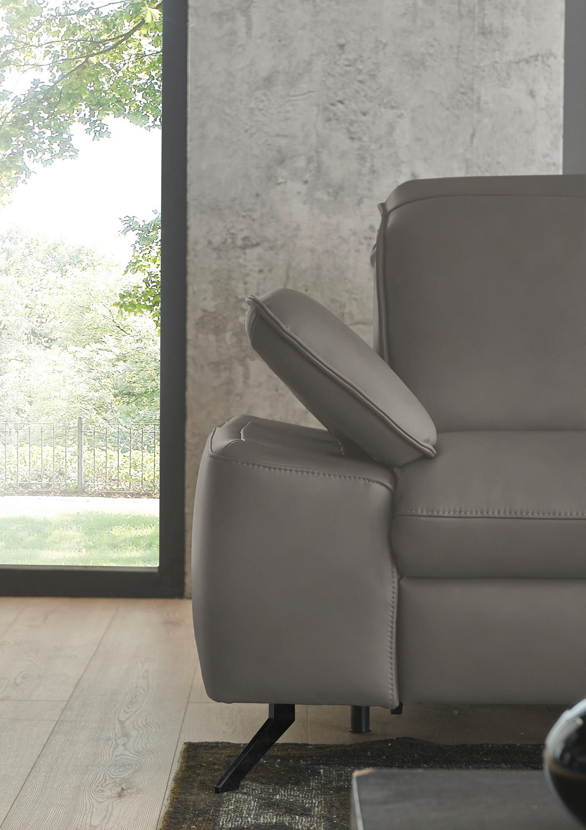 ECKSOFA  Echtleder Grau  - Schwarz/Grau, Design, Leder/Metall (307/169cm) - Beldomo Premium