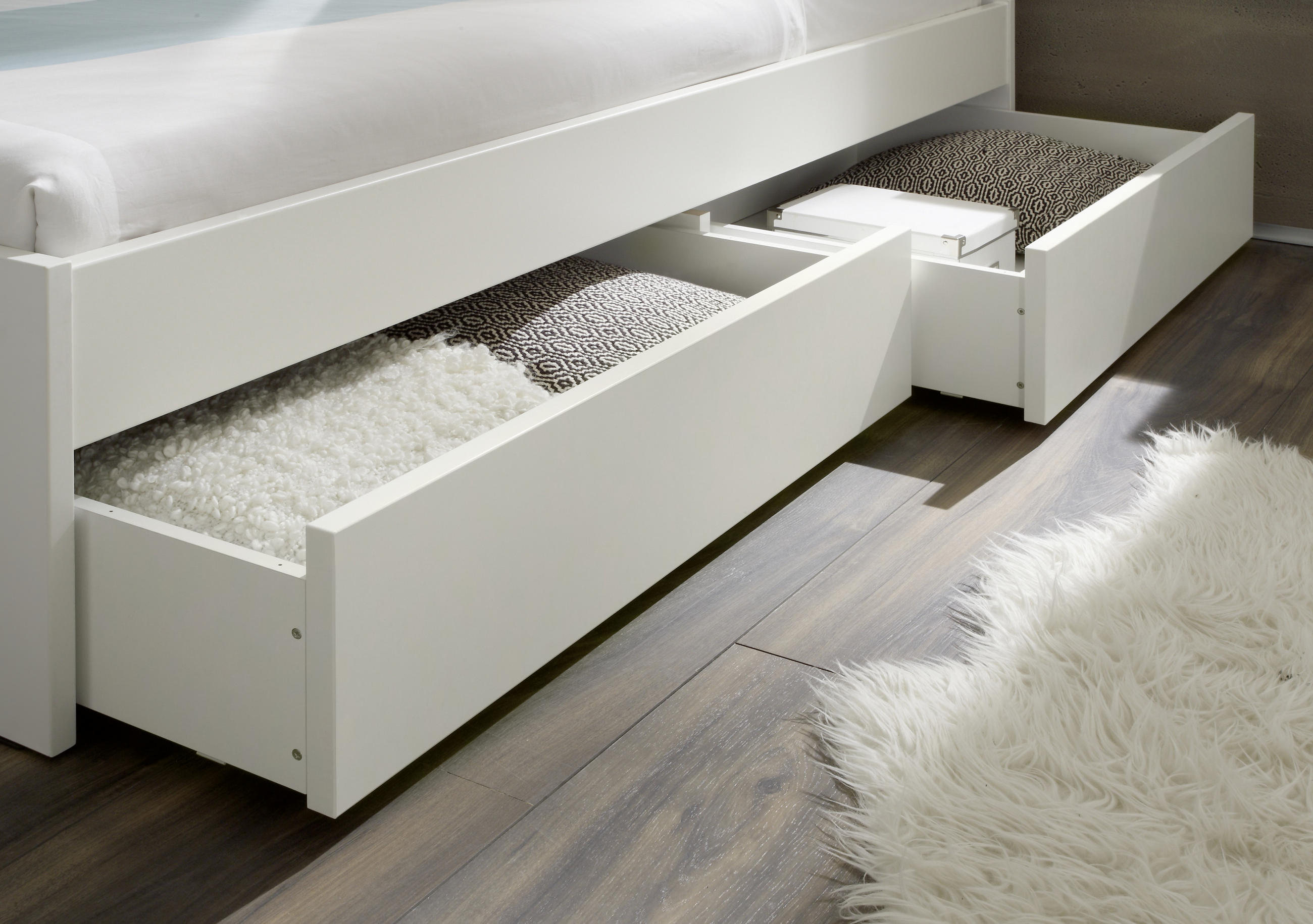 Thumbnail - Hasena Stauraumbett, Weiß, Holzwerkstoff, 2 Schublade(n) Schubladen, 160x200 cm, Über- und Sondergrößen erhältlich, gepo...