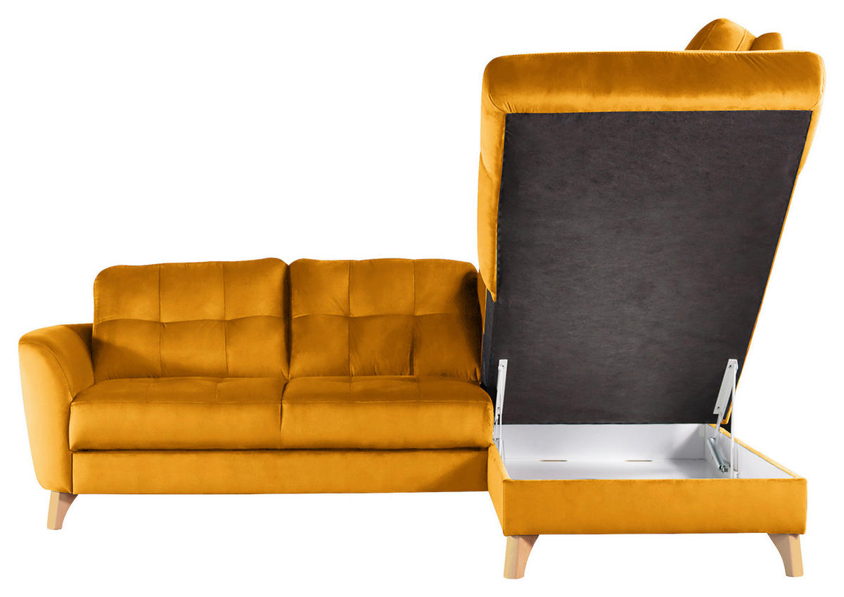 ECKSOFA - Gelb/Buchefarben, Design, Holz/Textil (236/190cm) - Livetastic