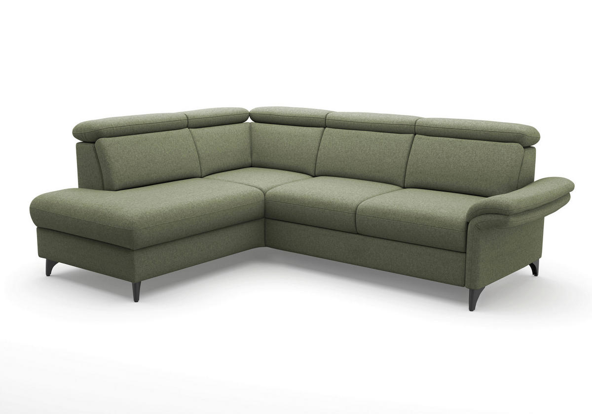 ECKSOFA GLENDALE E Olivgrün Flachgewebe  - Schwarz/Olivgrün, KONVENTIONELL, Textil/Metall (193/247cm) - Sit & More