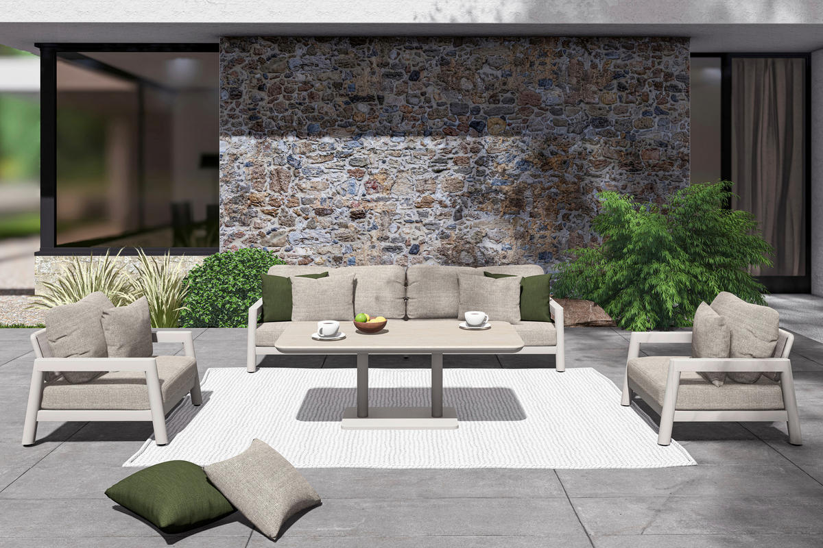 LOUNGESOFA 236/72/126 cm Aluminium  - Sandfarben/Dunkelgrün, Design, Kunststoff/Textil (236/72/126cm) - Zebra 